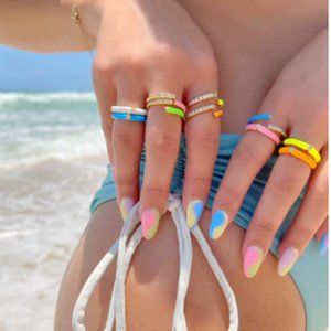 Adjustable Neon Flourescent Yellow Stackable Ring one size fits most Summer Daze